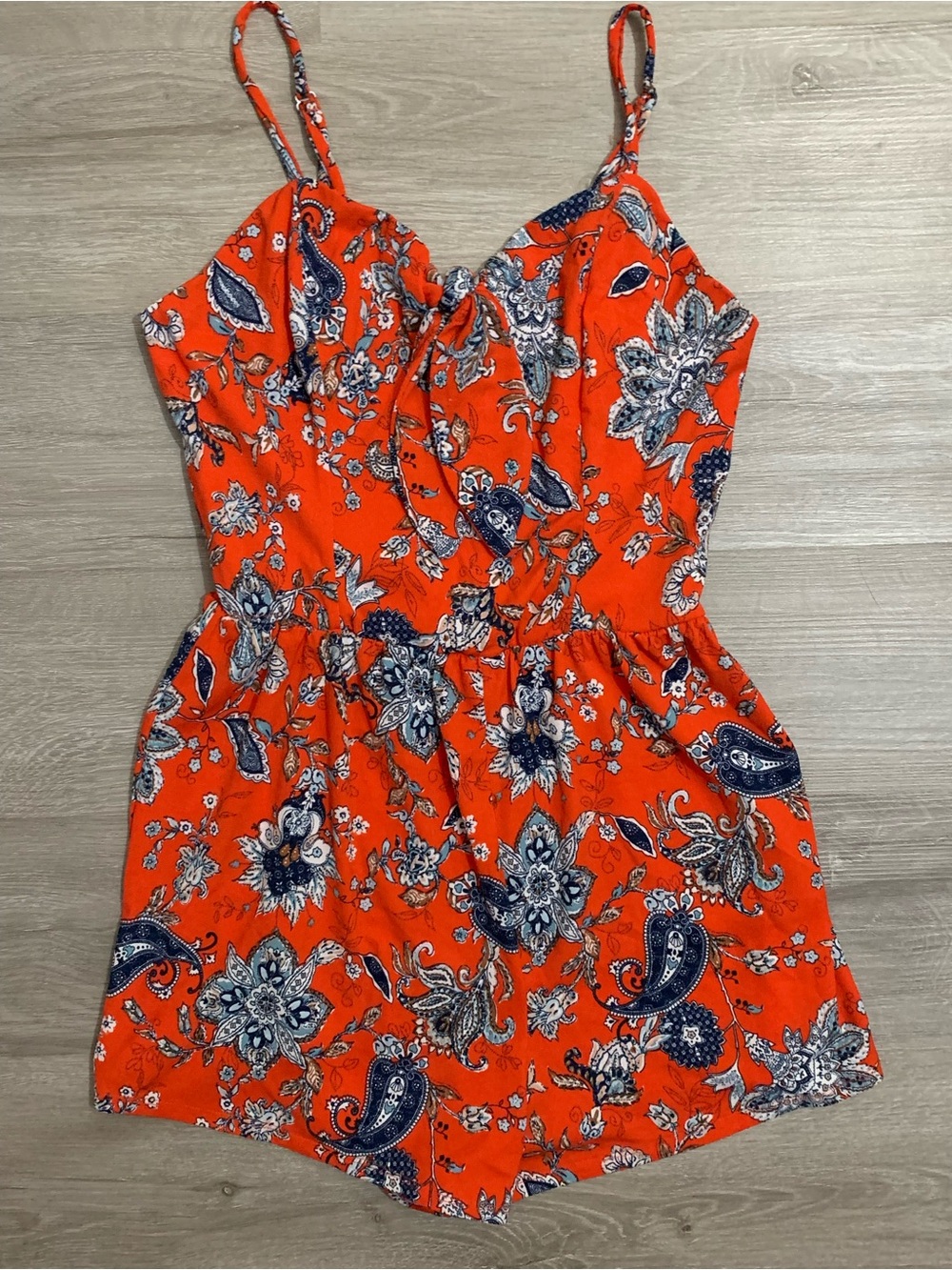 Xhilaration Orange Paisley Floral One-Piece Romper